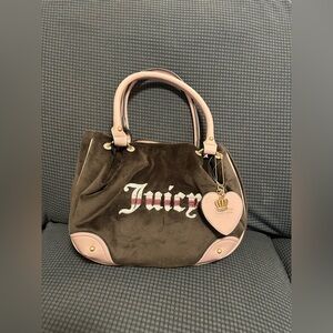 Juicy Couture Retro Vibes Satchel Bag w Matching Wallet Chocolate Dusty Blush